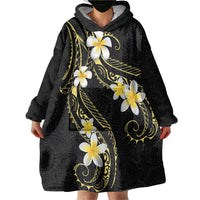 Polynesia Tattoo With Plumeria Wearable Blanket Hoodie Elegant Vibes