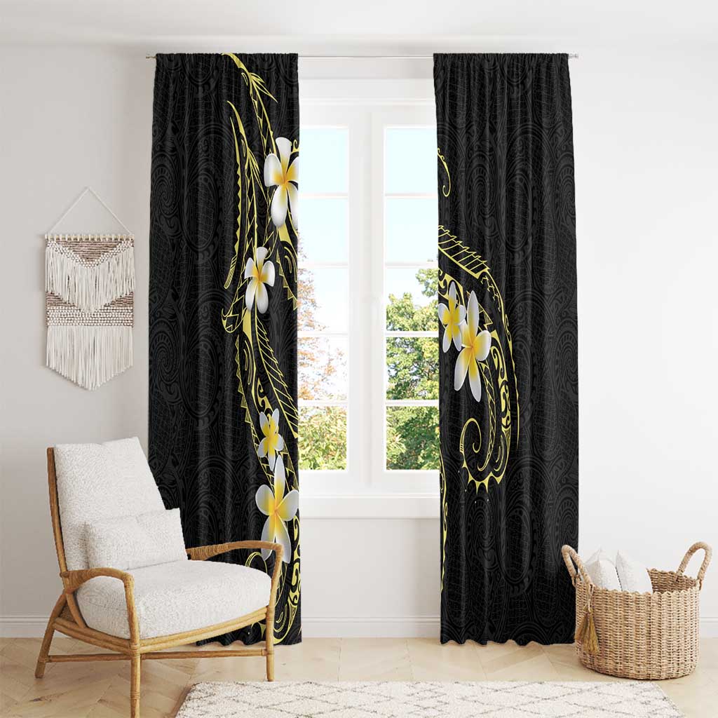 Polynesia Tattoo With Plumeria Window Curtain Elegant Vibes