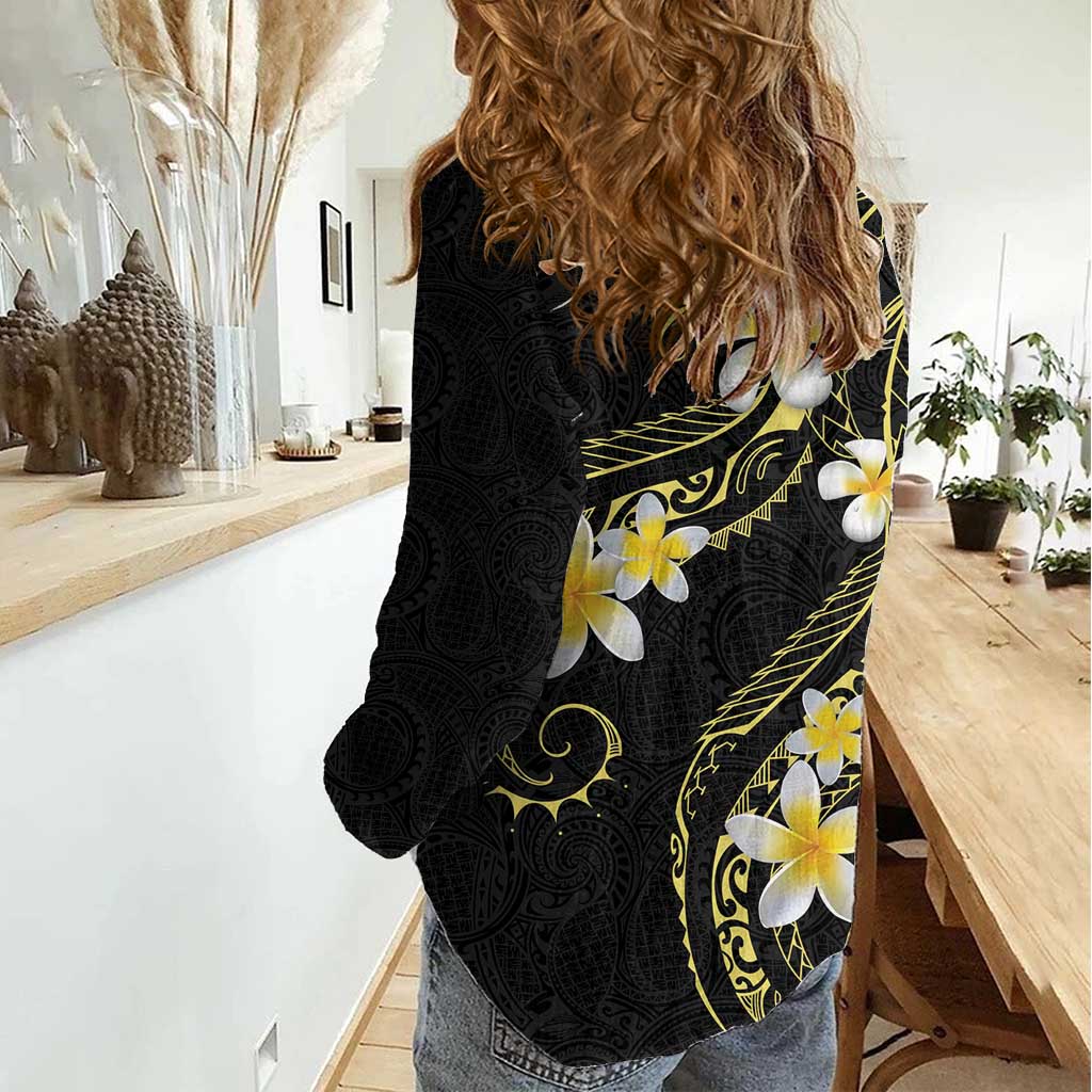 Polynesia Tattoo With Plumeria Women Casual Shirt Elegant Vibes