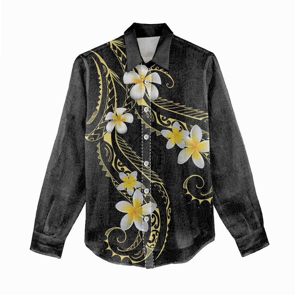 Polynesia Tattoo With Plumeria Women Casual Shirt Elegant Vibes