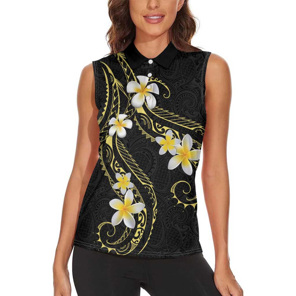 Polynesia Tattoo With Plumeria Women Sleeveless Polo Shirt Elegant Vibes