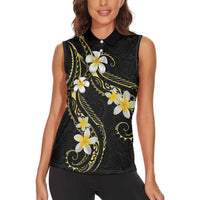 Polynesia Tattoo With Plumeria Women Sleeveless Polo Shirt Elegant Vibes