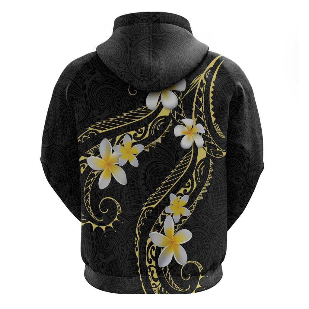 Polynesia Tattoo With Plumeria Zip Hoodie Elegant Vibes