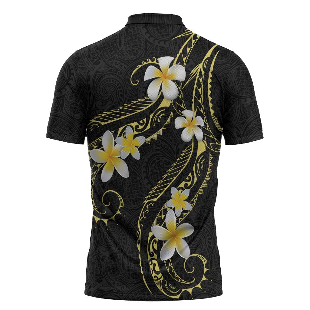 Polynesia Tattoo With Plumeria Zipper Polo Shirt Elegant Vibes