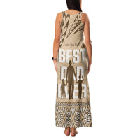 Tonga Father's Day Family Matching Tank Maxi Dress and Hawaiian Shirt Best Dad Ever Tongan Ngatu Pattern - Beige LT14 - Polynesian Pride