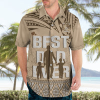Tonga Father's Day Hawaiian Shirt Best Dad Ever Tongan Ngatu Pattern - Beige