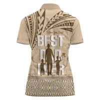 Tonga Father's Day Women Polo Shirt Best Dad Ever Tongan Ngatu Pattern - Beige