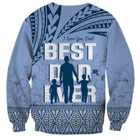 Tonga Father's Day Sweatshirt Best Dad Ever Tongan Ngatu Pattern - Blue