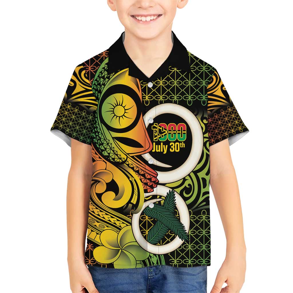 Vanuatu 1980 Family Matching Long Sleeve Bodycon Dress and Hawaiian Shirt Ni-Van Tamtam Sand Drawing Pattern LT14 Son's Shirt Black - Polynesian Pride