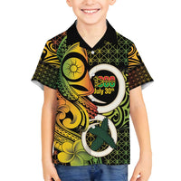Vanuatu 1980 Family Matching Long Sleeve Bodycon Dress and Hawaiian Shirt Ni-Van Tamtam Sand Drawing Pattern LT14 Son's Shirt Black - Polynesian Pride