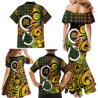 Vanuatu 1980 Family Matching Mermaid Dress and Hawaiian Shirt Ni-Van Tamtam Sand Drawing Pattern LT14 - Polynesian Pride