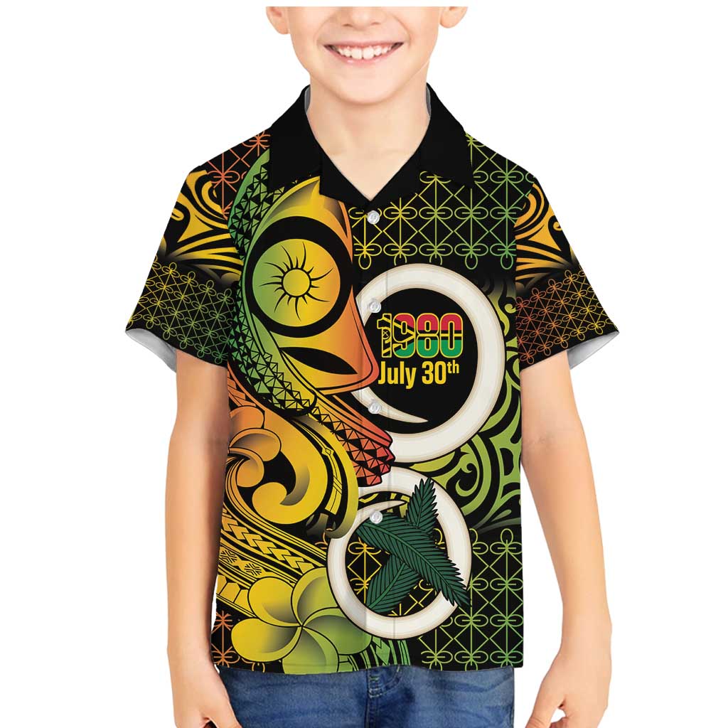 Vanuatu 1980 Family Matching Mermaid Dress and Hawaiian Shirt Ni-Van Tamtam Sand Drawing Pattern LT14 Son's Shirt Black - Polynesian Pride