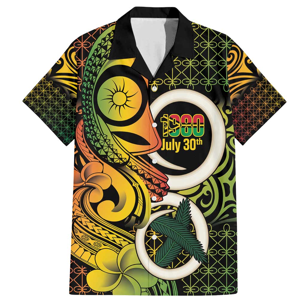 Vanuatu 1980 Family Matching Off Shoulder Short Dress and Hawaiian Shirt Ni-Van Tamtam Sand Drawing Pattern