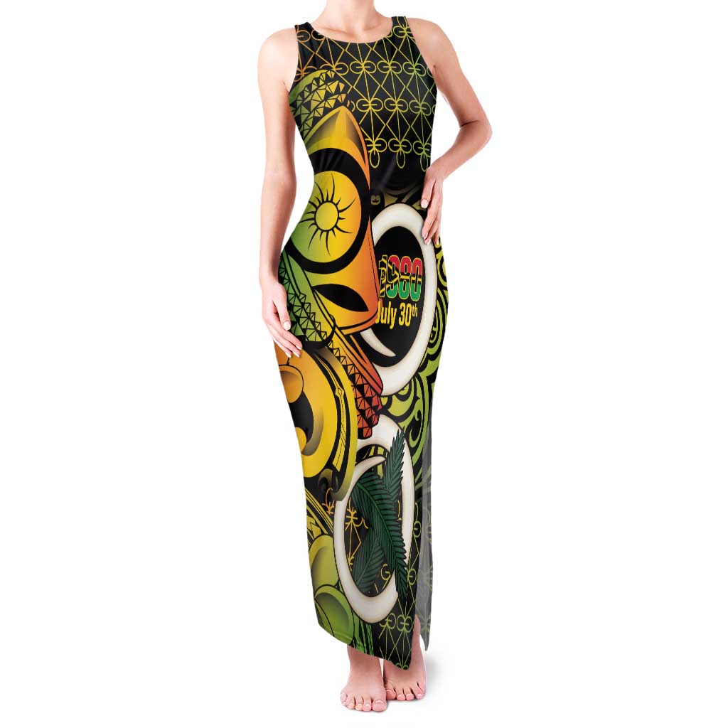 Vanuatu 1980 Family Matching Tank Maxi Dress and Hawaiian Shirt Ni-Van Tamtam Sand Drawing Pattern