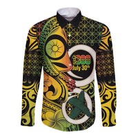 Vanuatu 1980 Long Sleeve Button Shirt Ni-Van Tamtam Sand Drawing Pattern