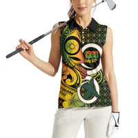Vanuatu 1980 Women Sleeveless Polo Shirt Ni-Van Tamtam Sand Drawing Pattern