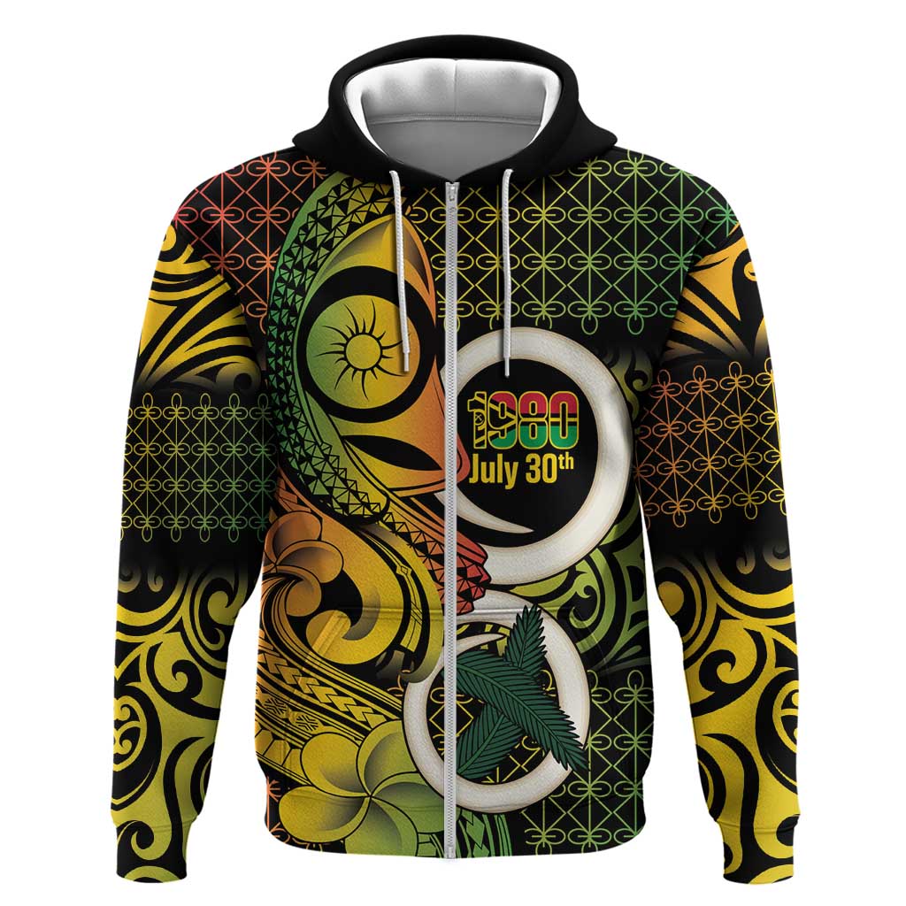 Vanuatu 1980 Zip Hoodie Ni-Van Tamtam Sand Drawing Pattern
