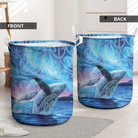 New Zealand Matariki Humpback Whale Laundry Basket Paikea Maori New Year Blue Galaxy