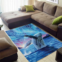 New Zealand Matariki Humpback Whale Area Rug Paikea Maori New Year Blue Galaxy