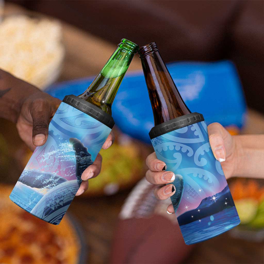 New Zealand Matariki Humpback Whale 4 in 1 Can Cooler Tumbler Paikea Maori New Year Blue Galaxy LT14 - Polynesian Pride