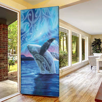New Zealand Matariki Humpback Whale Door Cover Paikea Maori New Year Blue Galaxy