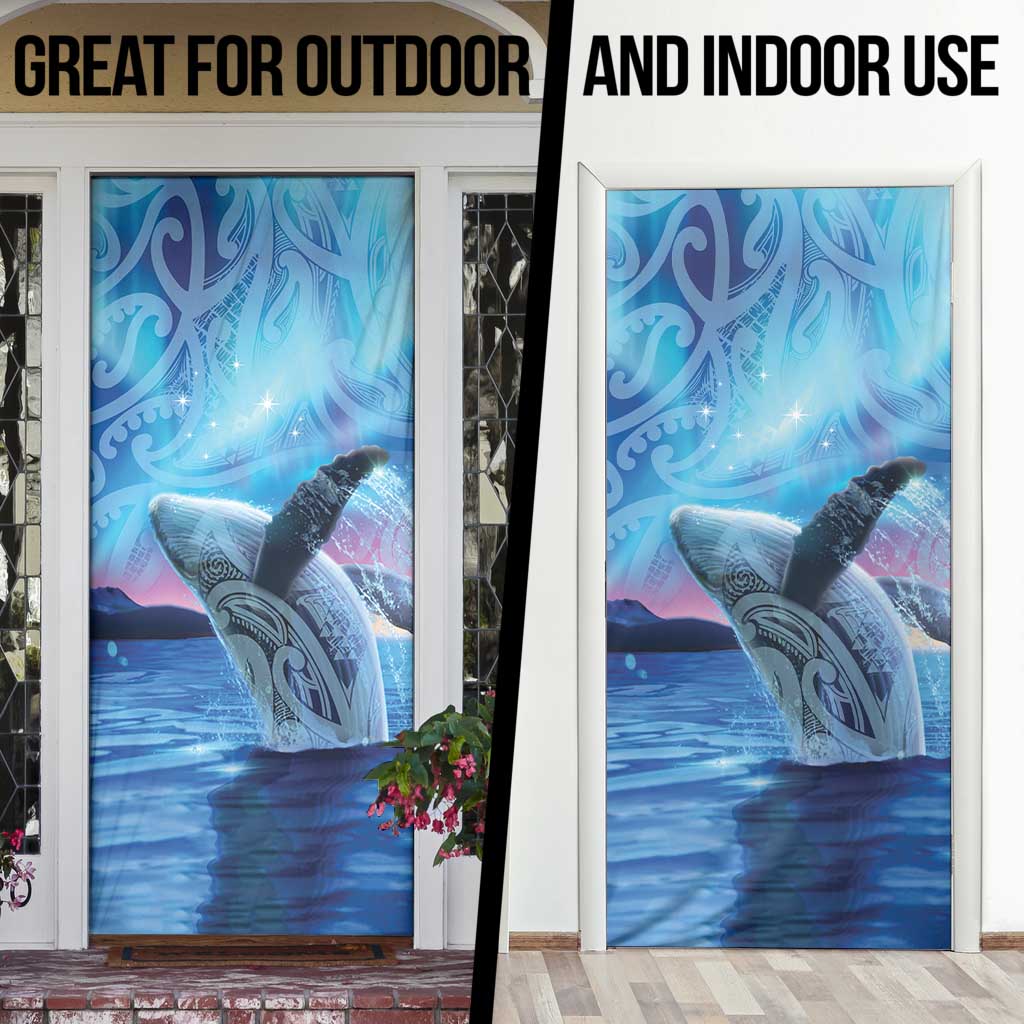 New Zealand Matariki Humpback Whale Door Cover Paikea Maori New Year Blue Galaxy