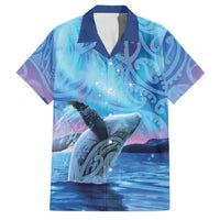 New Zealand Matariki Humpback Whale Family Matching Summer Maxi Dress and Hawaiian Shirt Paikea Maori New Year Blue Galaxy LT14 Dad's Shirt - Short Sleeve Blue - Polynesian Pride