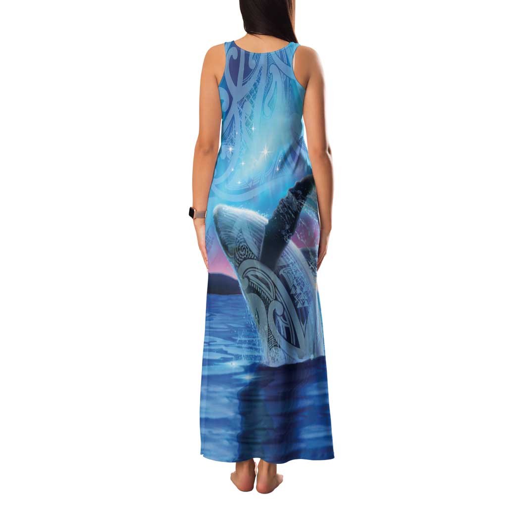 New Zealand Matariki Humpback Whale Family Matching Tank Maxi Dress and Hawaiian Shirt Paikea Maori New Year Blue Galaxy LT14 - Polynesian Pride