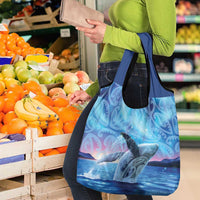 New Zealand Matariki Humpback Whale Grocery Bag Paikea Maori New Year Blue Galaxy
