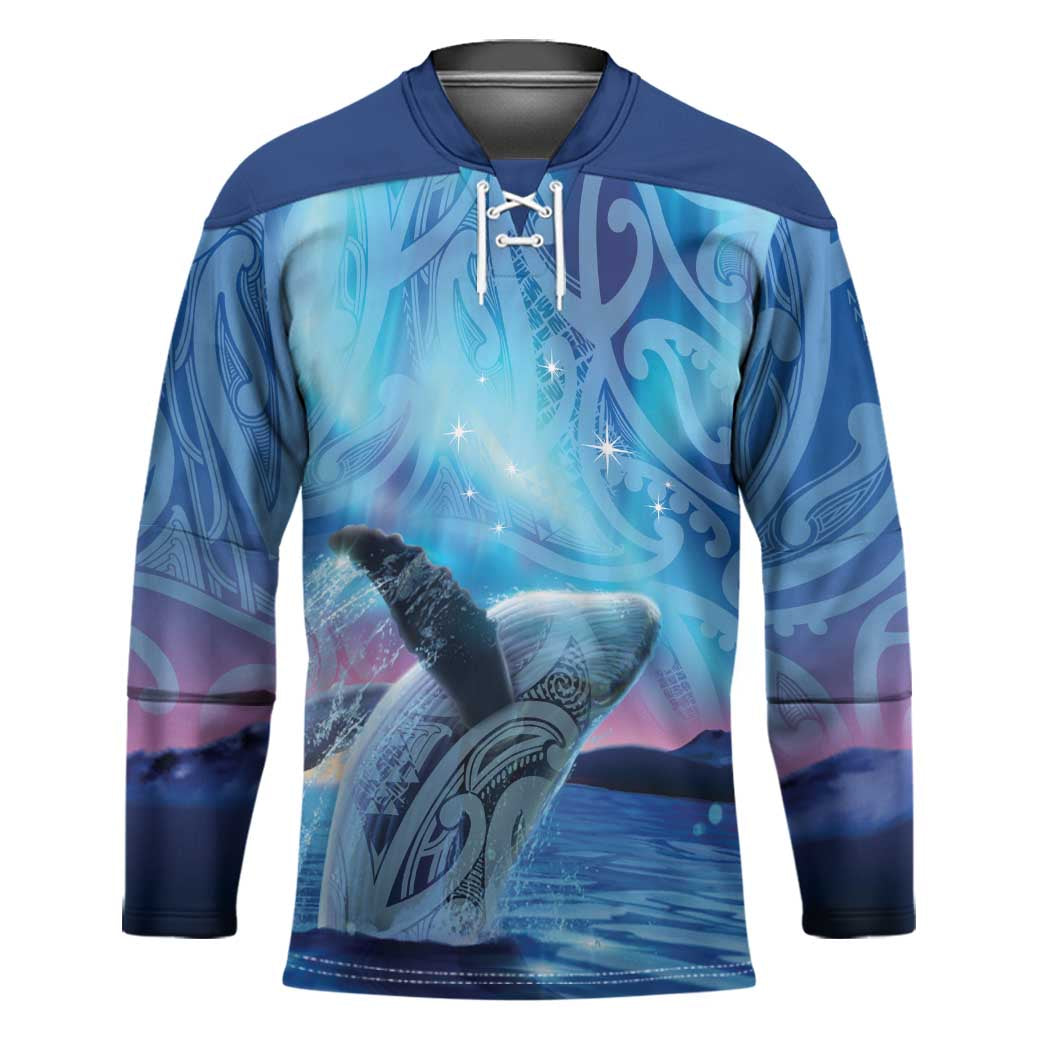 New Zealand Matariki Humpback Whale Hockey Jersey Paikea Maori New Year Blue Galaxy