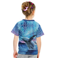 New Zealand Matariki Humpback Whale Kid T Shirt Paikea Maori New Year Blue Galaxy LT14 - Polynesian Pride