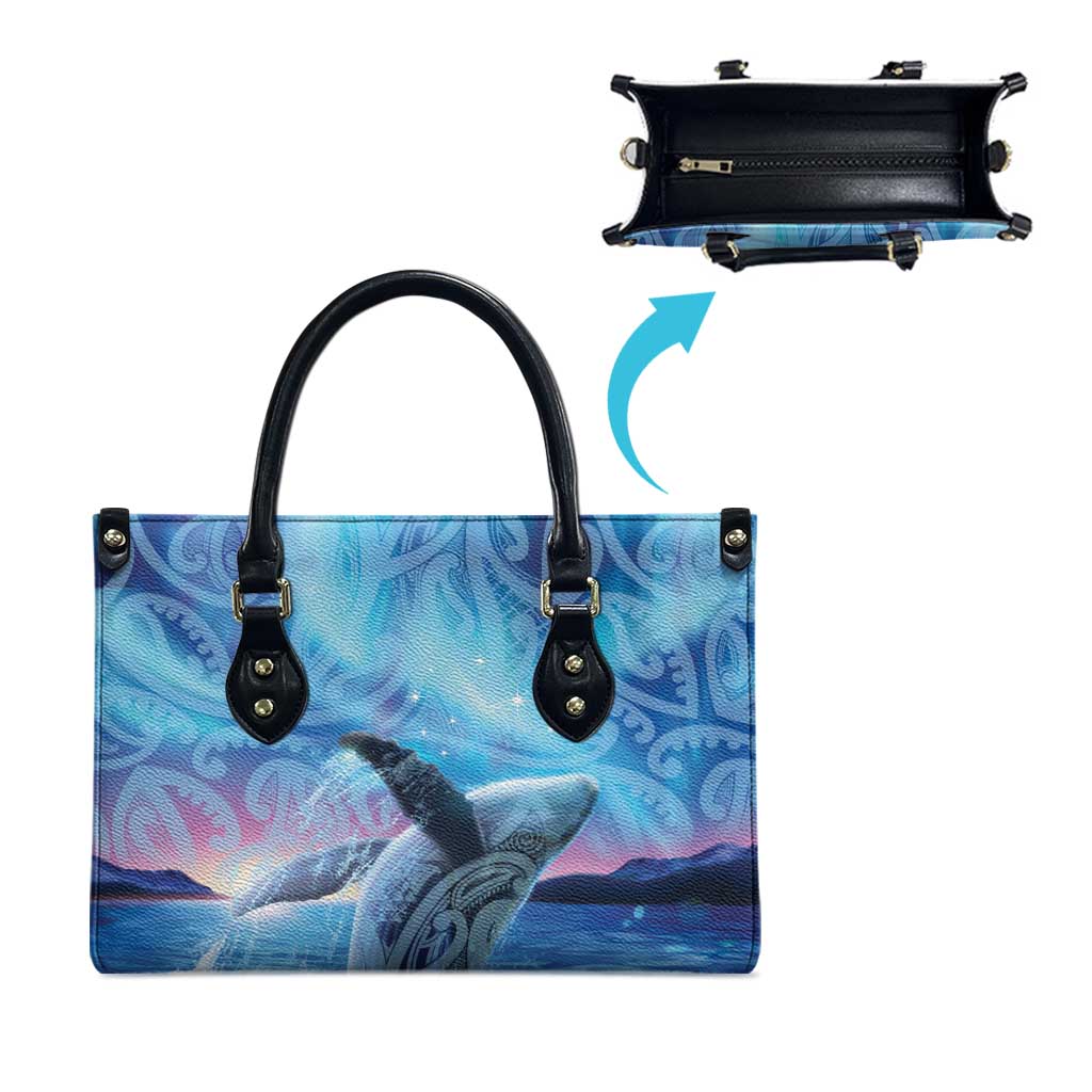 New Zealand Matariki Humpback Whale Leather Bag Paikea Maori New Year Blue Galaxy