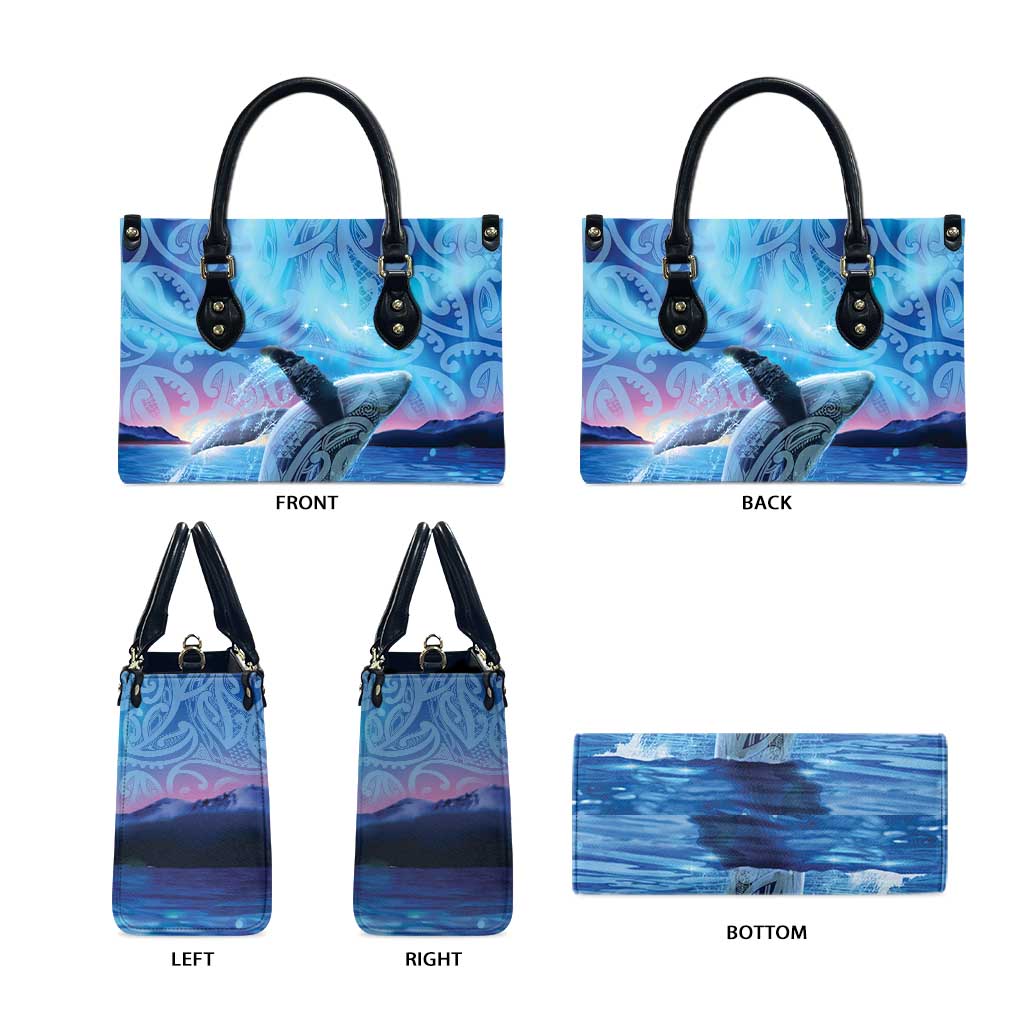New Zealand Matariki Humpback Whale Leather Bag Paikea Maori New Year Blue Galaxy