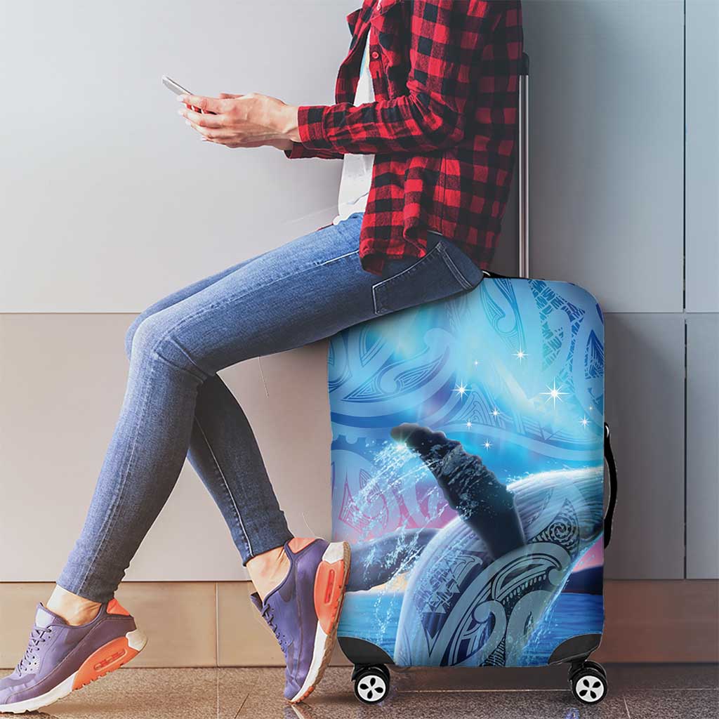 New Zealand Matariki Humpback Whale Luggage Cover Paikea Maori New Year Blue Galaxy