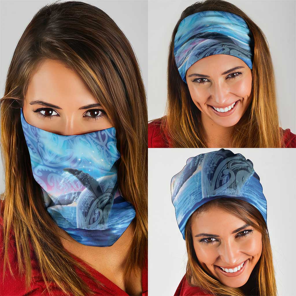 New Zealand Matariki Humpback Whale Neck Gaiter Paikea Maori New Year Blue Galaxy