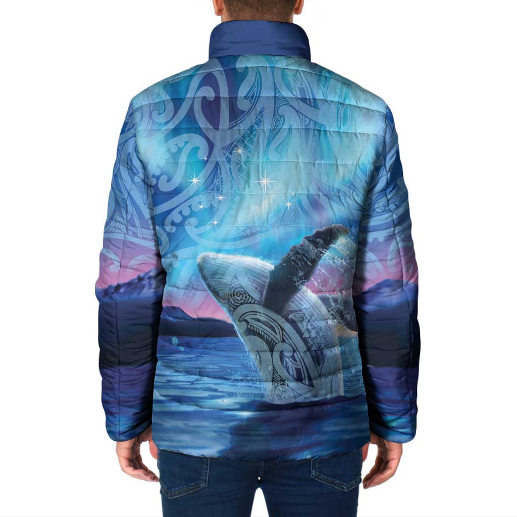 New Zealand Matariki Humpback Whale Padded Jacket Paikea Maori New Year Blue Galaxy
