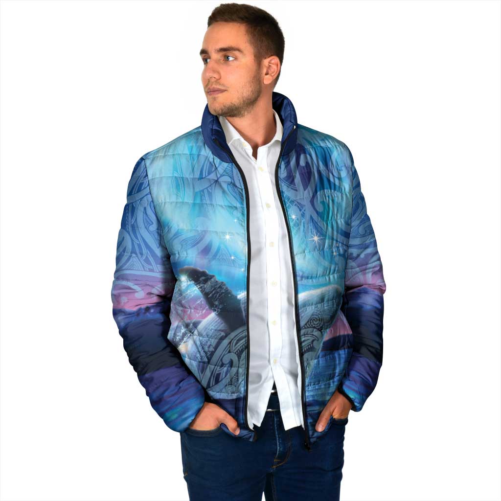 New Zealand Matariki Humpback Whale Padded Jacket Paikea Maori New Year Blue Galaxy