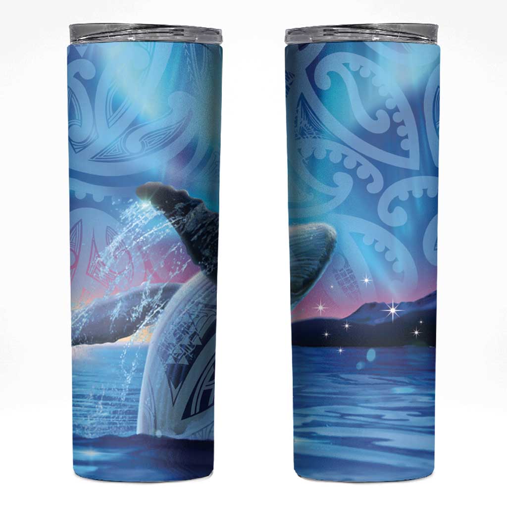New Zealand Matariki Humpback Whale Skinny Tumbler Paikea Maori New Year Blue Galaxy