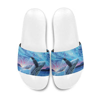 New Zealand Matariki Humpback Whale Slide Sandals Paikea Maori New Year Blue Galaxy