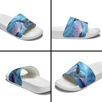 New Zealand Matariki Humpback Whale Slide Sandals Paikea Maori New Year Blue Galaxy