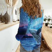 New Zealand Matariki Humpback Whale Women Casual Shirt Paikea Maori New Year Blue Galaxy LT14 - Polynesian Pride