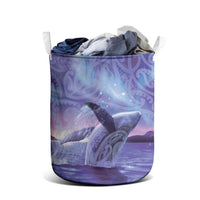New Zealand Matariki Humpback Whale Laundry Basket Paikea Maori New Year Purple Galaxy