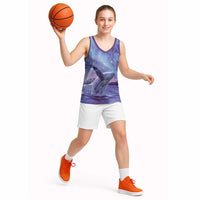 New Zealand Matariki Humpback Whale Basketball Jersey Paikea Maori New Year Purple Galaxy