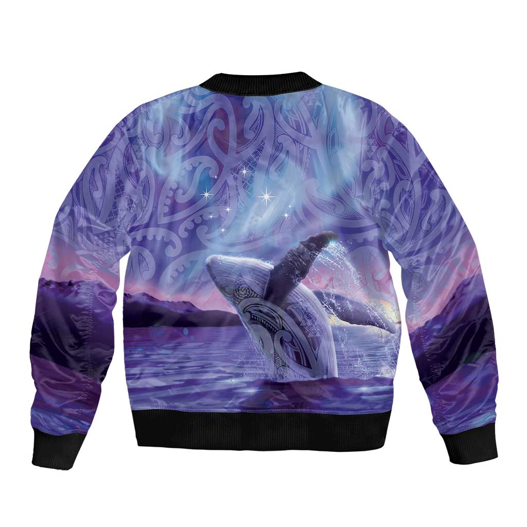 New Zealand Matariki Humpback Whale Bomber Jacket Paikea Maori New Year Purple Galaxy