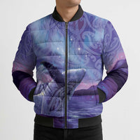 New Zealand Matariki Humpback Whale Bomber Puffer Jacket Paikea Maori New Year Purple Galaxy
