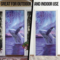 New Zealand Matariki Humpback Whale Door Cover Paikea Maori New Year Purple Galaxy