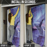 New Zealand Matariki Humpback Whale Door Cover Paikea Maori New Year Purple Galaxy