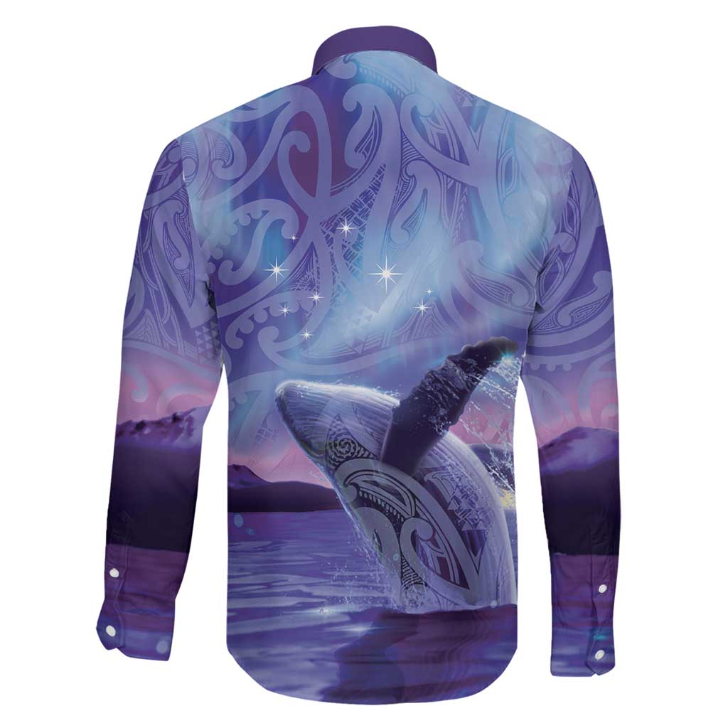 New Zealand Matariki Humpback Whale Family Matching Puletasi and Hawaiian Shirt Paikea Maori New Year Purple Galaxy LT14 - Polynesian Pride