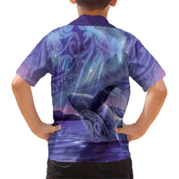 New Zealand Matariki Humpback Whale Family Matching Summer Maxi Dress and Hawaiian Shirt Paikea Maori New Year Purple Galaxy LT14 - Polynesian Pride