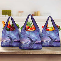 New Zealand Matariki Humpback Whale Grocery Bag Paikea Maori New Year Purple Galaxy LT14 3-pack One Size Purple - Polynesian Pride